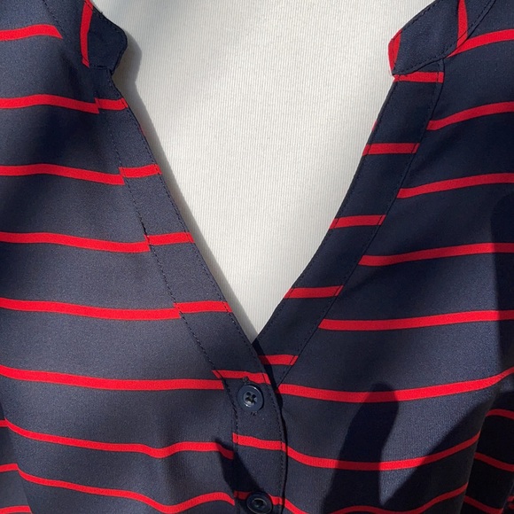 Torrid Lexie Blue & Red Stripe Georgette Tunic Tank High Size 2 - Picture 5 of 15